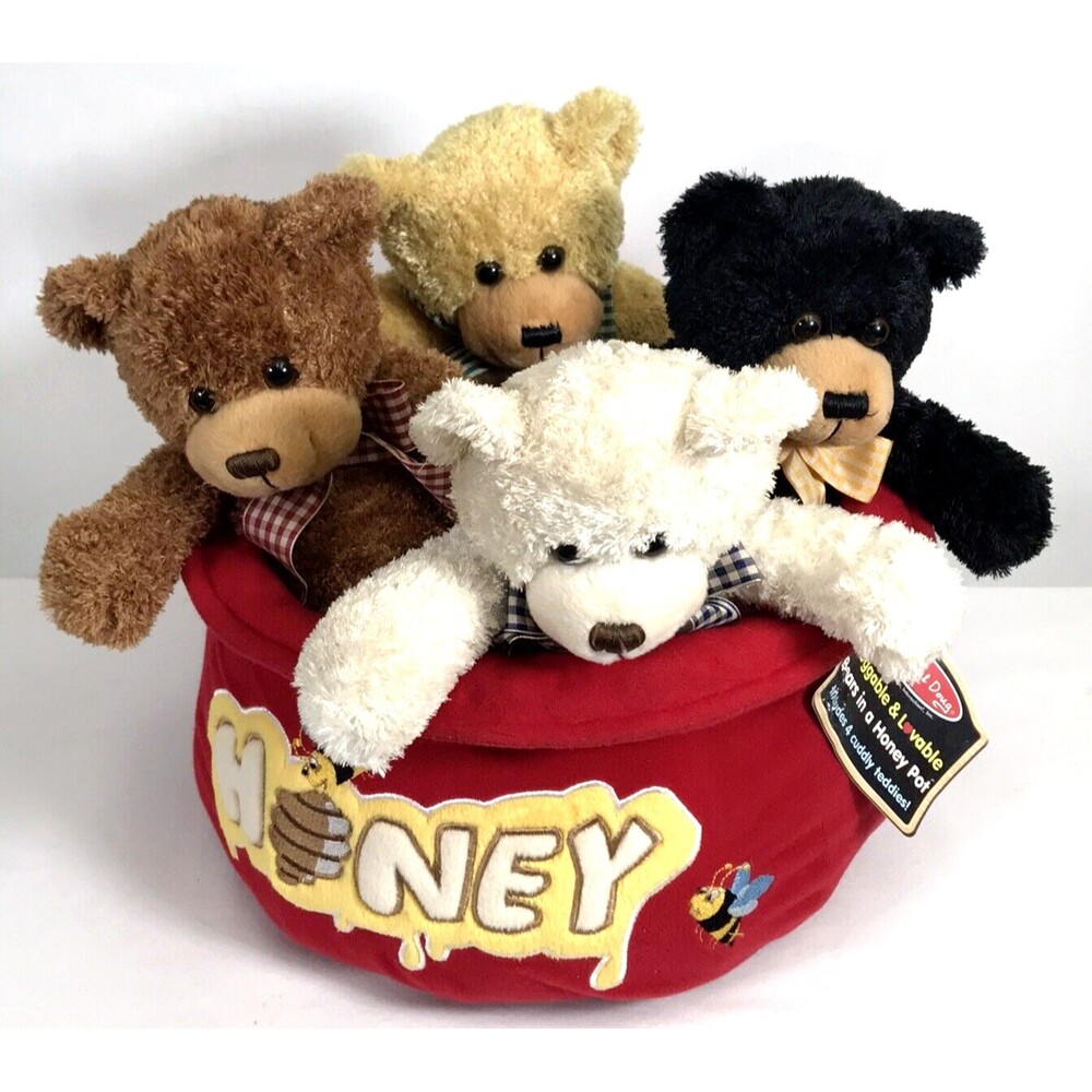 Melissa & Doug Bears in Honey Pot W/ Bees Stuffed Animal Plush Toy w/ Tags New
